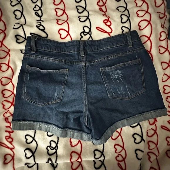 Women's Blue Denim Shorts - Picture 3 of 3